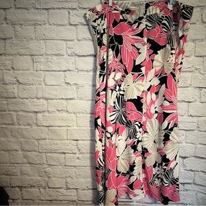 CJ Banks pink black and white floral skirt size 24 W